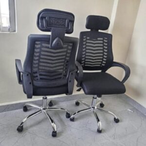 Ergonomic Adjustable Office Chair – Black Mesh High-Back Executive Swivel Chair with Headrest / Manase Depot
